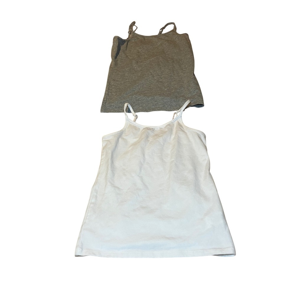 The Children's Place Girls Size 7/8 2 Pack Camisole Tank Tops White Gray